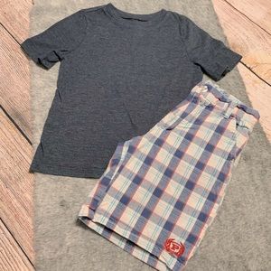 Old Navy Tee & Phat Farm Plaid Shorts Matching Set